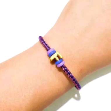 Gelang Tali Liontin Huruf F Balok Koleksi Josean Elegant Emas Asli