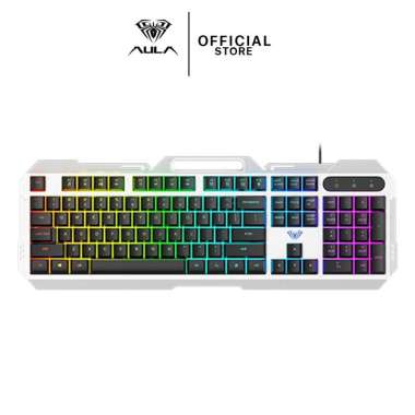 Keyboard Gaming Membrane AULA F-2023 Rubber Dump - NEW R LED - Macro Software - Metal panel -Unique appearance design, with mobile phone holder.