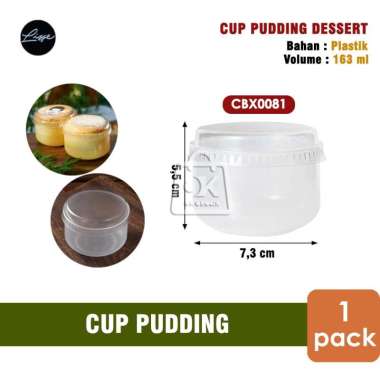 Cup Pudding 163ml Cup Plastik Dessert Jelly Puding + Tutup (isi 5pcs) 163ml + Tutup