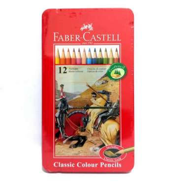 Faber Castell Pensil Gambar Classic 12 Warna Panjang Kemasan Kaleng