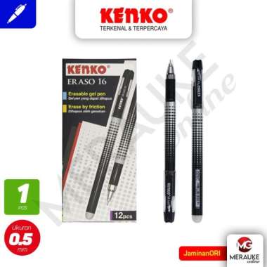 Gel Pen KENKO Eraso 16 Hitam / Pulpen Bisa Dihapus (Satuan)