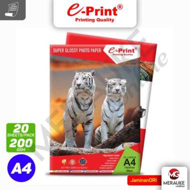Kertas Foto E-Print Glossy Alumunium A4 200gsm 20s