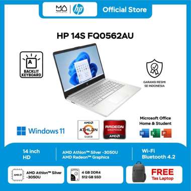 Laptop HP 14S-FQ0562AU AMD Athlon Silver 3050U 4/512GB 14 Inc