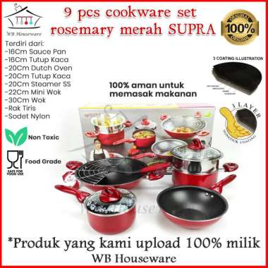 Panci Set - Panci Set Supra - panci set Supra 9 pcs - merah