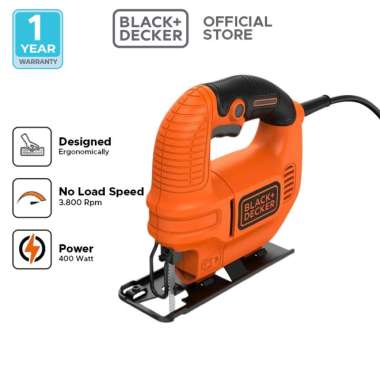 Black + Decker Gergaji Mesin Jigsaw Single Speed 400W (KS501-B1)