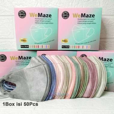 Masker Duckbill Alkindo 4ply isi 50 pcs emboss disposable 50pcs Wemaze 3ply mix warna