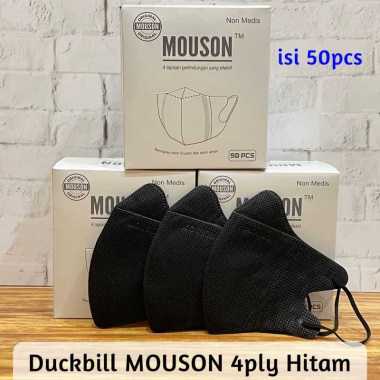 Masker Duckbill Alkindo 4ply isi 50 pcs emboss disposable 50pcs Mouson 4ply hitam