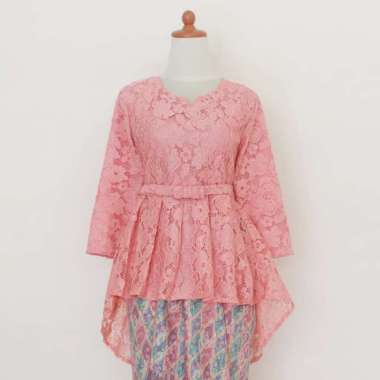 Kebaya atasan aurora brokat / kebaya wanita pesta / atasan kebaya XXL PEACH