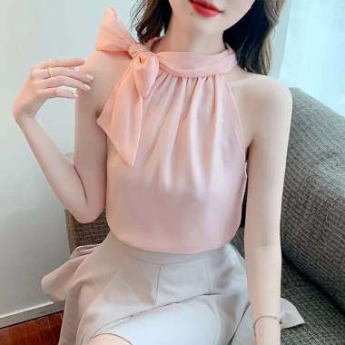 Baju Blouse Blus Atasan Wanita halter neck off shoulder tali pita leher samping singlet tanpa lengan