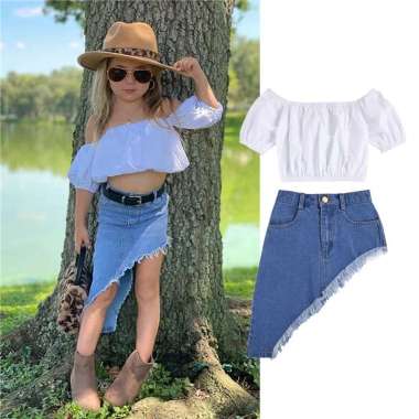 Baju Atasan Balon Anak Sabrina Crop Top Puff Polos Usia 2 – 12 Tahun XXL kuning