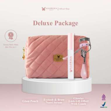 Deluxe Package | Glowies Lash Lift Effect With Comb Eyelash Curler | Glam Pouch | Glowies Eyelash & 