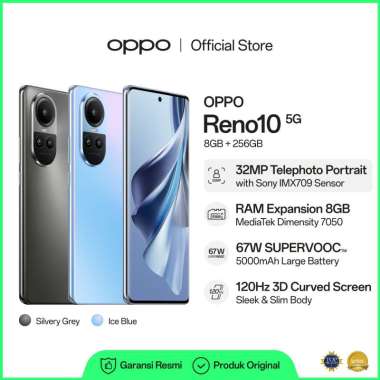 OPPO Reno10 5G 8/256 GB [32 MP Telephoto Potrait-RAM Expansion 8GB- 67W SUPERVOOC- 1200Hz 3D Curved Screen] Grey