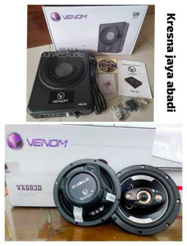 PAKET AUDIO MOBIL FULL SET VENOM SUBWOOFER KOLONG AKTIF SPEAKER FULL