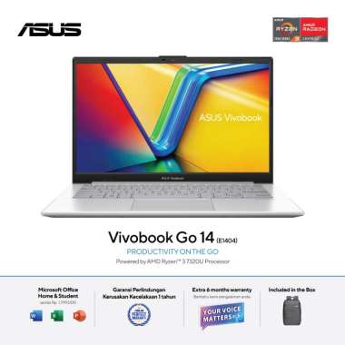 ASUS Vivobook Go 14 E1404FA-FHD323 Notebook - Cool Silver ( R3-7320U / 8GB / 256GB SSD / UMA / 14" FHD / Win11 / OHS )