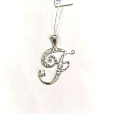 Liontin Huruf F Emas Putih 750