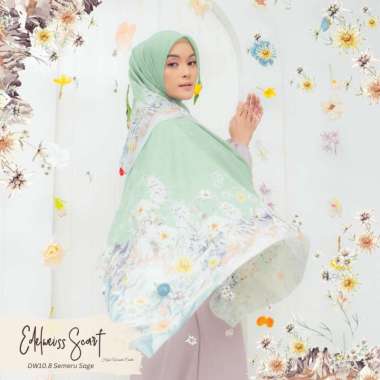 Hijabwanitacantik - Segiempat Edelweiss Scarf Series | Hijab Voal Premium | Hijab dengan Lasercut Se