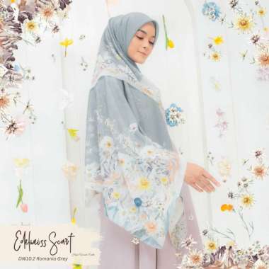 Hijabwanitacantik - Segiempat Edelweiss Scarf Series | Hijab Voal Premium | Hijab dengan Lasercut Ro