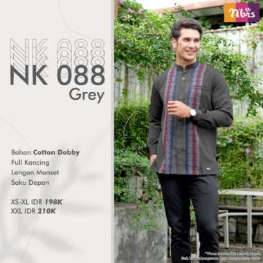 Baju Koko Pria Dewasa Lengan Panjang Nibras NK 088 Grey Grey XS
