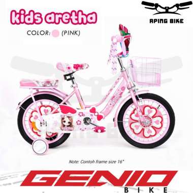 Sepeda Genio Aretha 12' 16" 18" Sepeda Anak Perempuan Sepeda Mini Keranjang 18 Pink