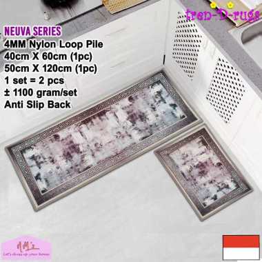 Tren-D-rugs Keset kaki motif klasik modern minimalis alas lantai bulu panjang lorong runner kitchen 