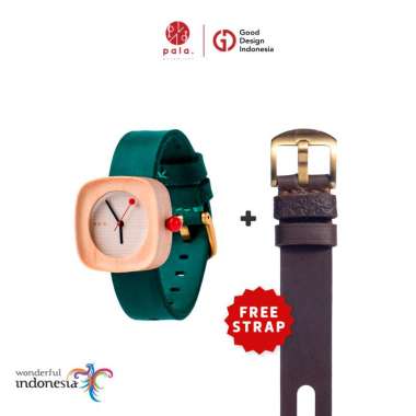 BUNDLING PALA NUSANTARA MINI MERAK SPESIAL FREE STRAP JAM TANGAN KAYU UNISEX BIRU