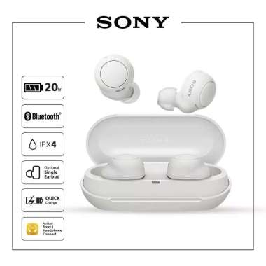 HEADSET BLUETOOTH SONY WF C500 TRUE WIRELESS ORIGINAL GARANSI RESMI White