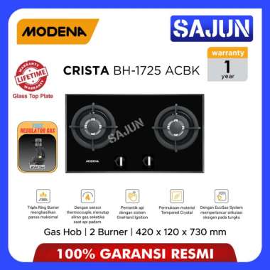 Modena Kompor Tanam BH 1725 ACBK / BH1725ACBK 70cm 2 tungku