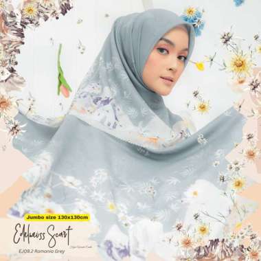 Hijabwanitacantik - Segi Empat Edelweiss Scarf Polycotton Jumbo | Hijab Printing Segiempat Jilbab Ju
