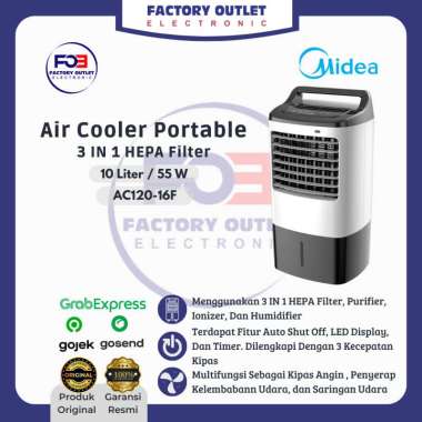 MIDEA AC120-16F Air Cooler Portable Standing 3 in 1 HEPA Filter 10 Liter - Black