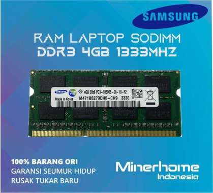 Memory RAM Laptop SODIMM DDR3 4GB PC10600 1333Mhz