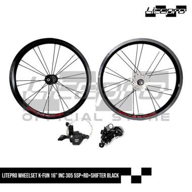 LITEPRO WHEELSET K-FUN 16" 305 5SP+RD+SHIFTER BLACK