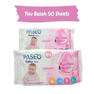 Paseo Baby Wipes 50 Sheets / Tisu Basah / Alcohol Free Jojoba Oil