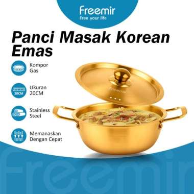 freemir Panci Sup Emas Korea Dengan Penutup