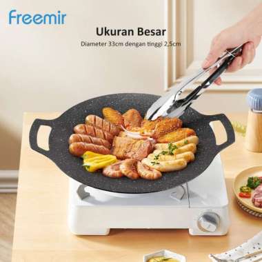 freemir Grill Pan Wajan Pemanggang Bulat Panggangan BBQ Bulgogi Pan Anti Lengket
