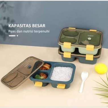 ecentio - 3-compartment Lunch Box 3LBE-7301 - Kotak Makan 3 Sekat Green