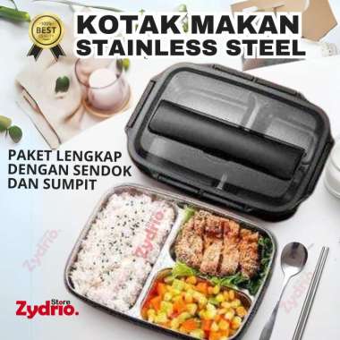 Lunch Box Set Stainless Steel / Tempat Bekal Kotak Makan Sekolah Anak