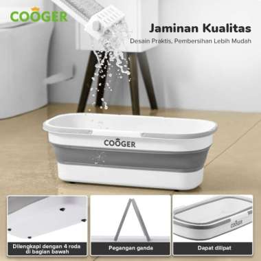 COOGER White Gray Folding Mop Bucket 1 piece set