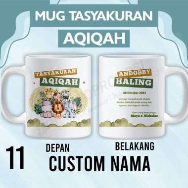 Mug Custom Aqiqah / Souvenir Tasyakuran Aqiqah Custom Design 11 Packaging standar