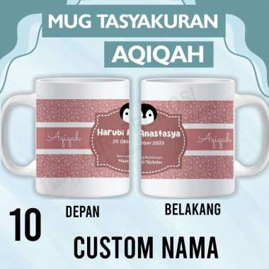 Mug Custom Aqiqah / Souvenir Tasyakuran Aqiqah Custom Design 10 Packaging standar