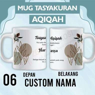 Mug Custom Aqiqah / Souvenir Tasyakuran Aqiqah Custom Design 6 Packaging standar