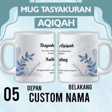 Mug Custom Aqiqah / Souvenir Tasyakuran Aqiqah Custom Design 5 Packaging standar