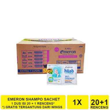 SHAMPO EMERON SACHET 1 DUS ISI 20 + 1 LUSIN EMERON HIJAB BIRU 1 DUS