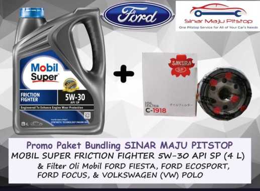 Paket Bundling Oli MOBIL SUPER FRICTION FIGHTER 5W-30 SP Original 4 Liter & Filter Oli FORD FIESTA &