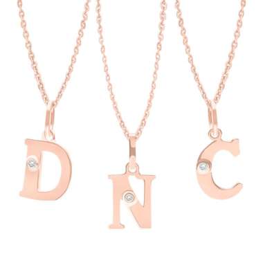 Diamondnco - Kalung Berlian Alphabet (RANTAI + LIONTIN) (A-Z) HURUF F