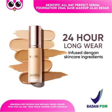 SKINTIFIC ALL DAY PERFECT SERUM FOUNDATION 25ML BASE MAKEUP ALAS BEDAK 01 VANILLA