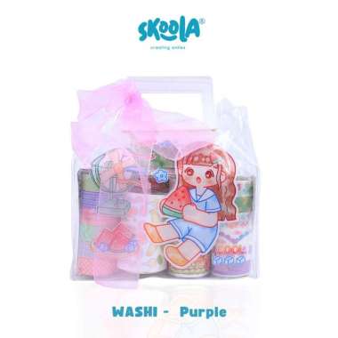 Skoola Stationery Sticker Set Notebook Washi Tape Finger Tap Anak Perempuan - Washi WASHI PURPLE