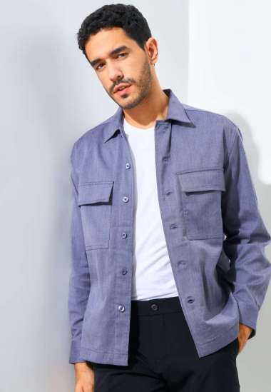 Jack Nicklaus Cedric Kemeja-Jaket Pria Lengan Panjang Regular Fit Navy Navy L