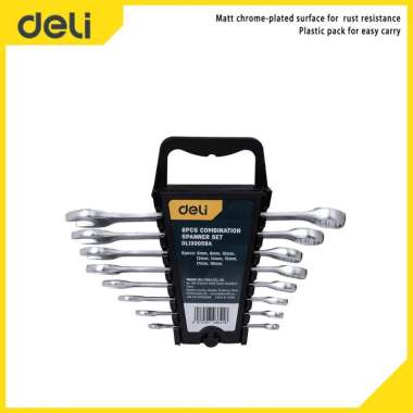 Deli Wrench Set / Set Kunci Ring Pas 8 Pcs 6-19 mm Chrome DL130008A