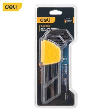 DELI 9pcs 1.5mm to 10mm Long Flat End Hex Key Set Ball End Hex Key - Kunci L Hexagonal