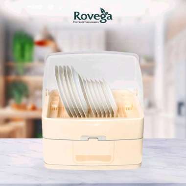 Rovega Rak Piring Premium Modys Dish Drainer Free 10pcs Gelas Plastik Food Grade DRM-878 Cream